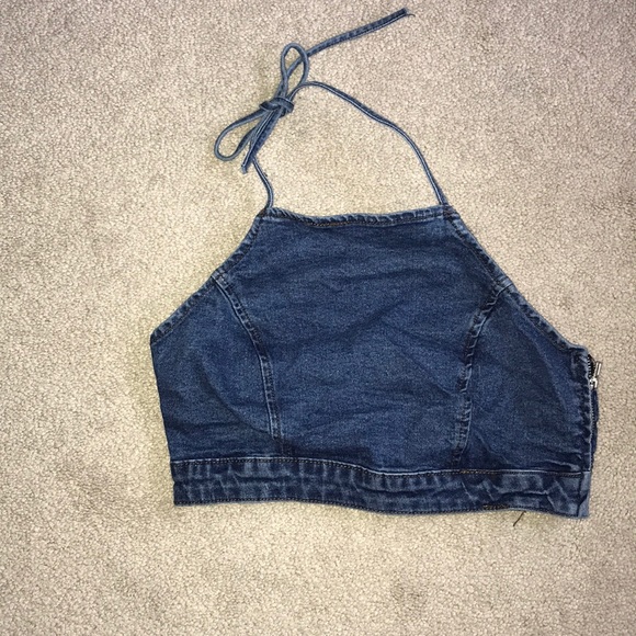 blue jean halter top